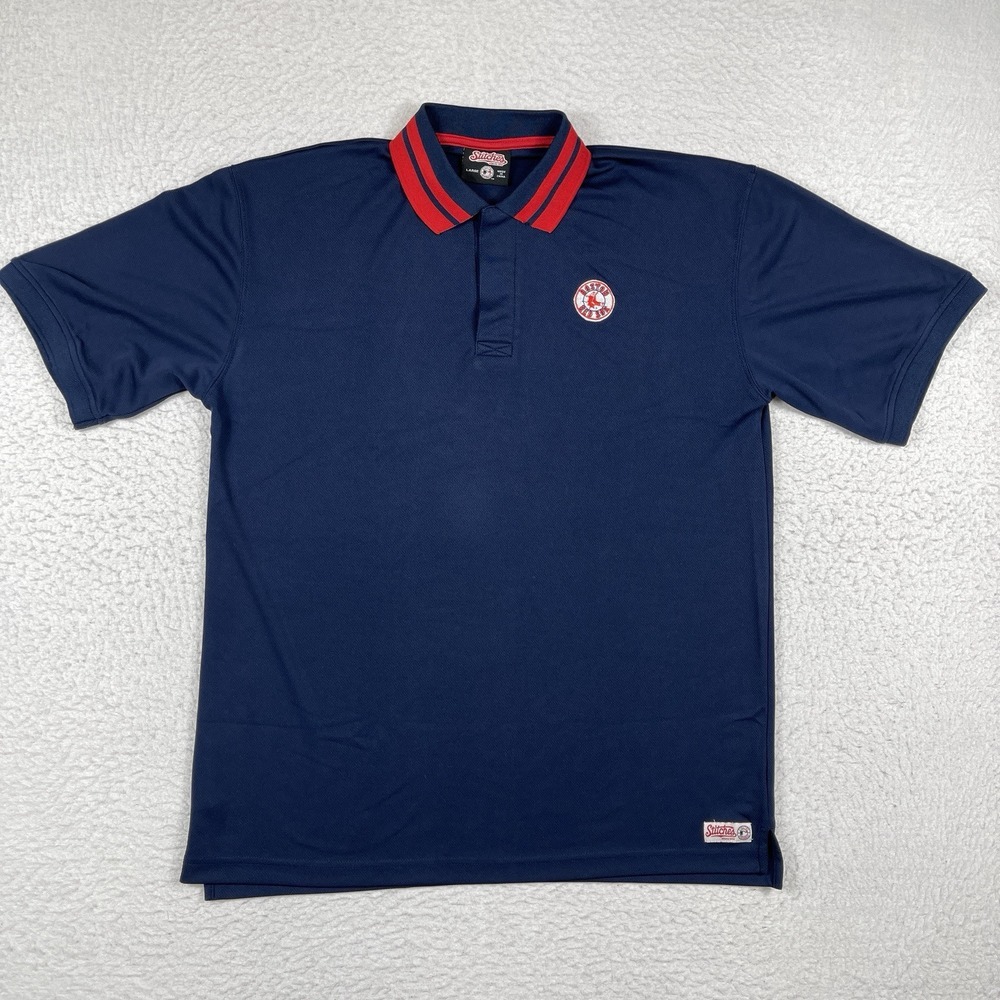 Boston‎ Red Sox Polo Shirt Mens Large Stitches MLB Baseball Golf Preppy Travel